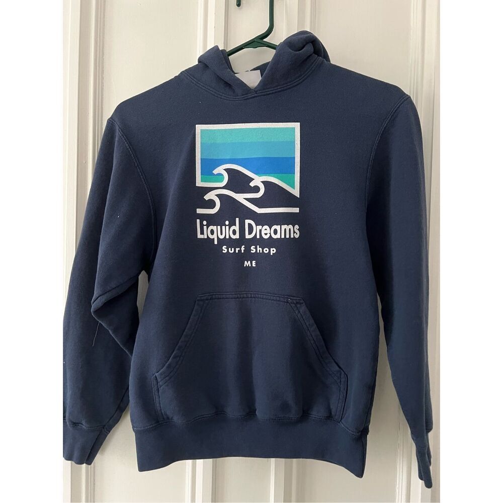 Girls navy blue liquid dreams surf pullover hoodie sweatshirt L